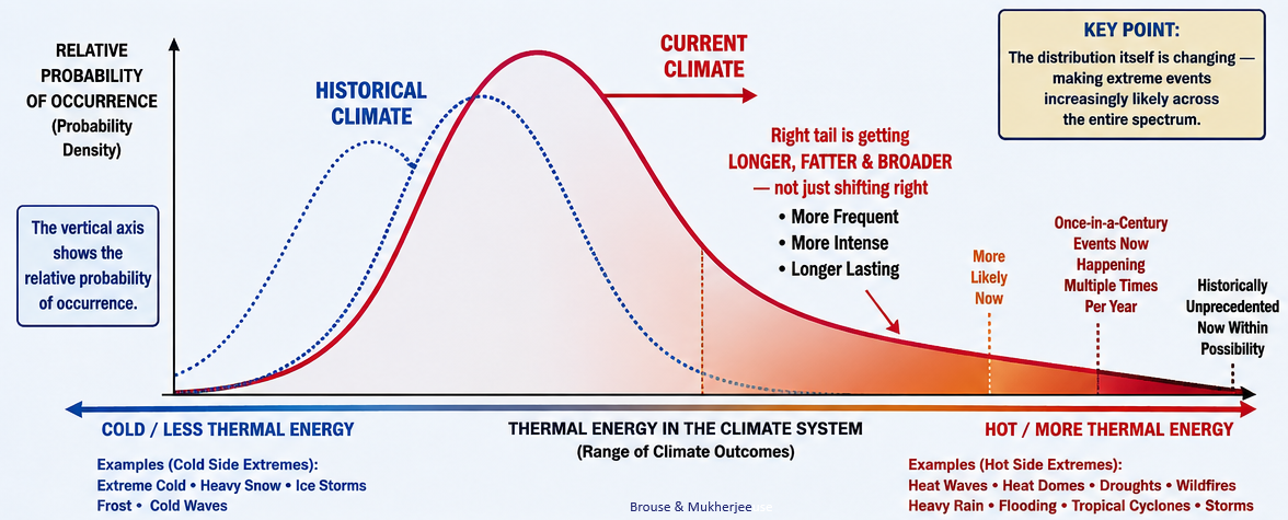 Evolving Probability Distribution of Climate Extremes